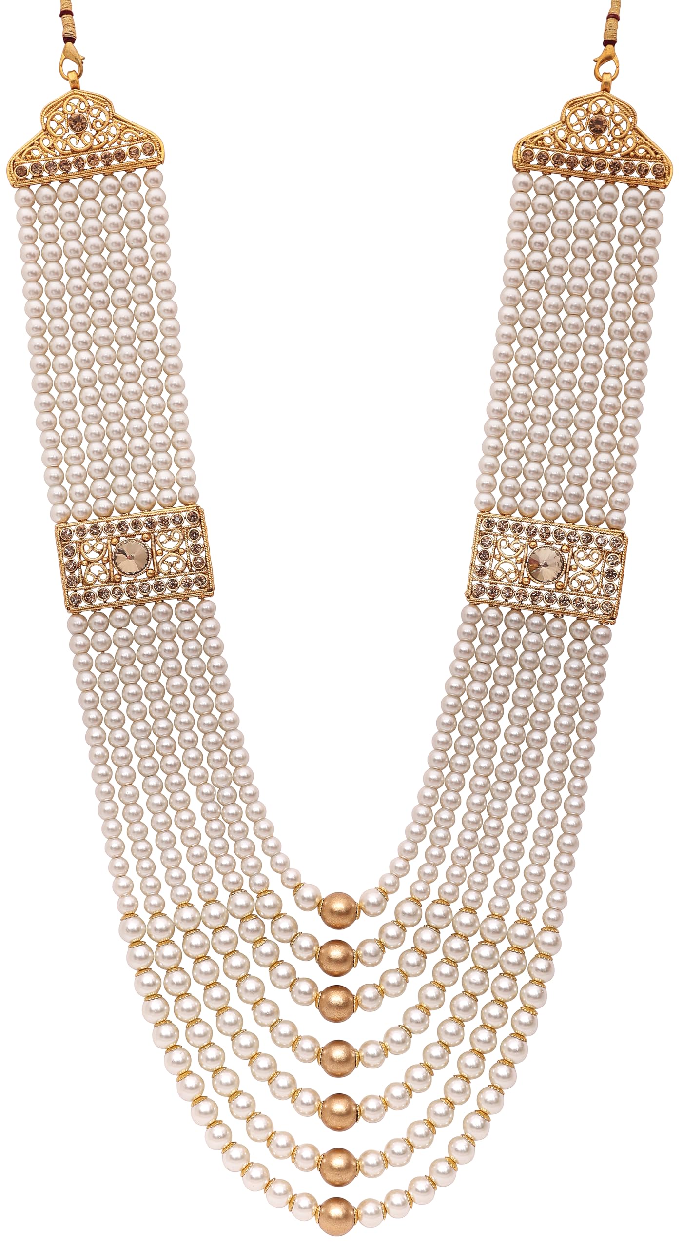 Pearl Necklace Jewellery for Groom Seven Line Dulha Moti Mala Haar for Men.