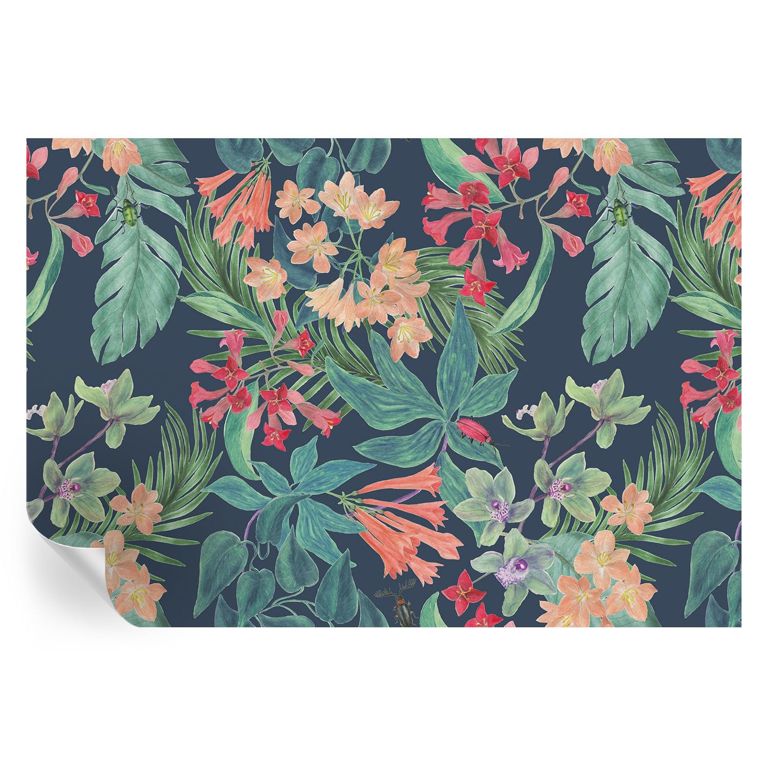 Decoración de pared adhesiva y rápida con cubiertas florales de gran formato