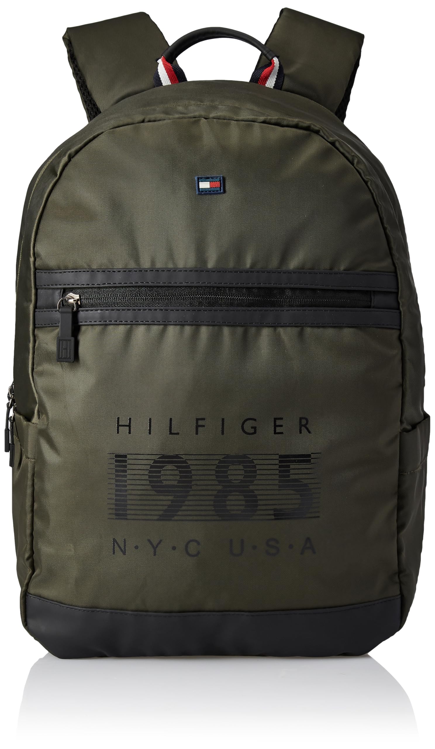 Tommy Hilfiger Foraker Laptop Backpack - Olive & Black, Unisex, with Padded 14" Laptop Sleeve & Trolley Strap
