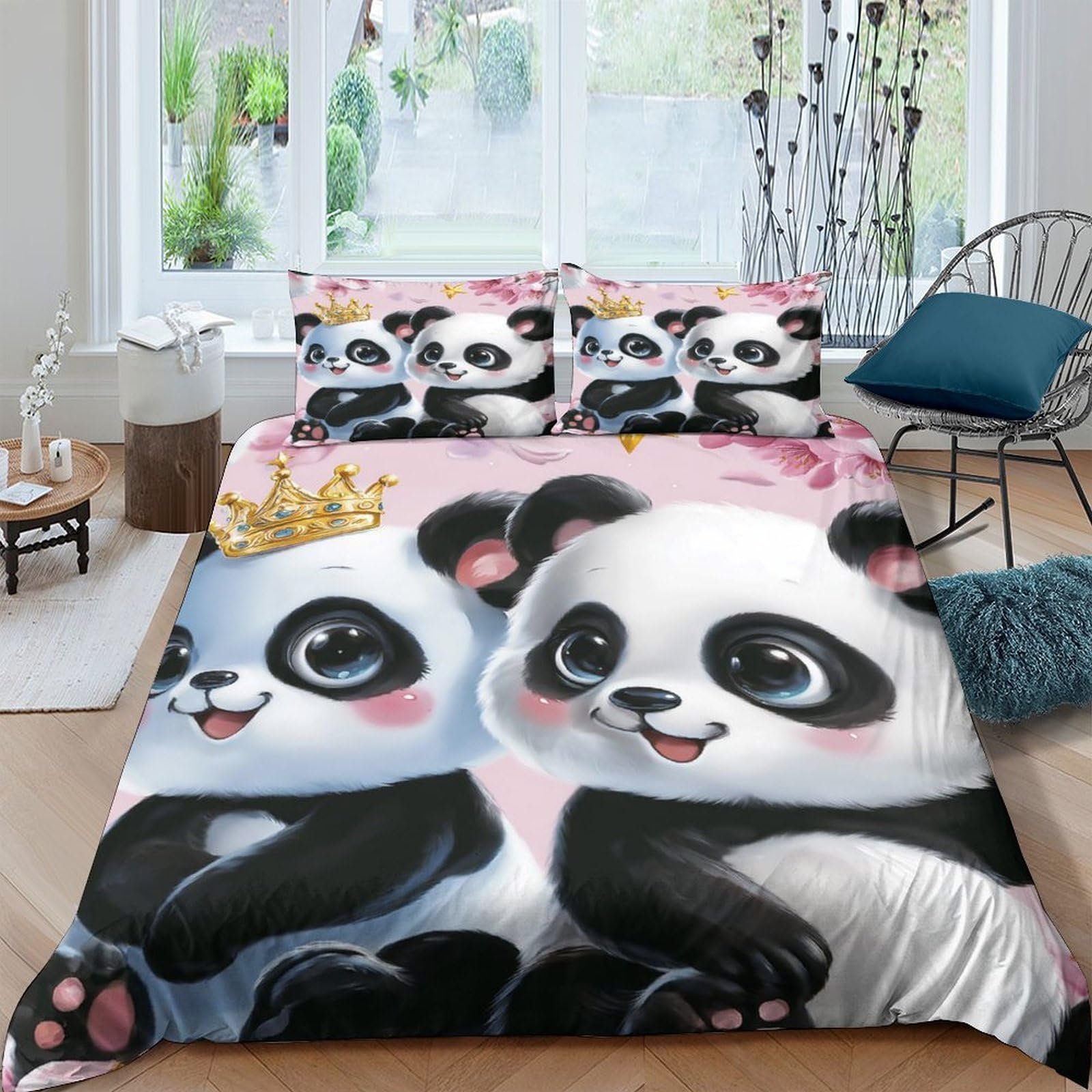 Ctjqhvkz Style-8 3D Printed Cute Panda Fitted Sheet Microfiber Soft Breathable Cartoon Animal Bed Sheet For Bedroom Guest Room Decor Single（135X200cm）