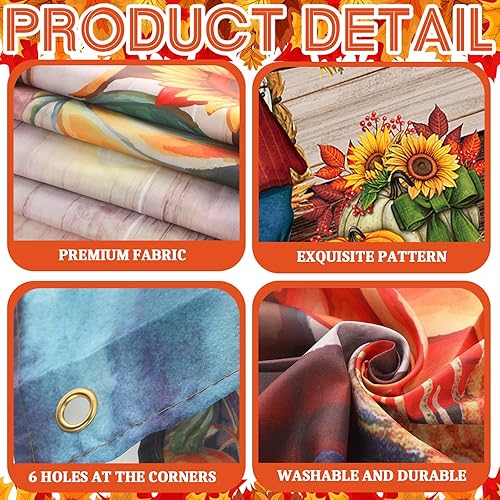 Miniatura 4 de Cartel de decoración de puerta de garaje de Acción de Gracias de 13 x 6 pies, extra grande, cubierta de puerta de garaje con cuerda blanca, calabaza