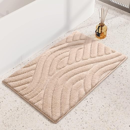 Color G Beige Bathroom Rugs Absorbent Bath Mat for Shower, 16 x 24 Non Slip Bath