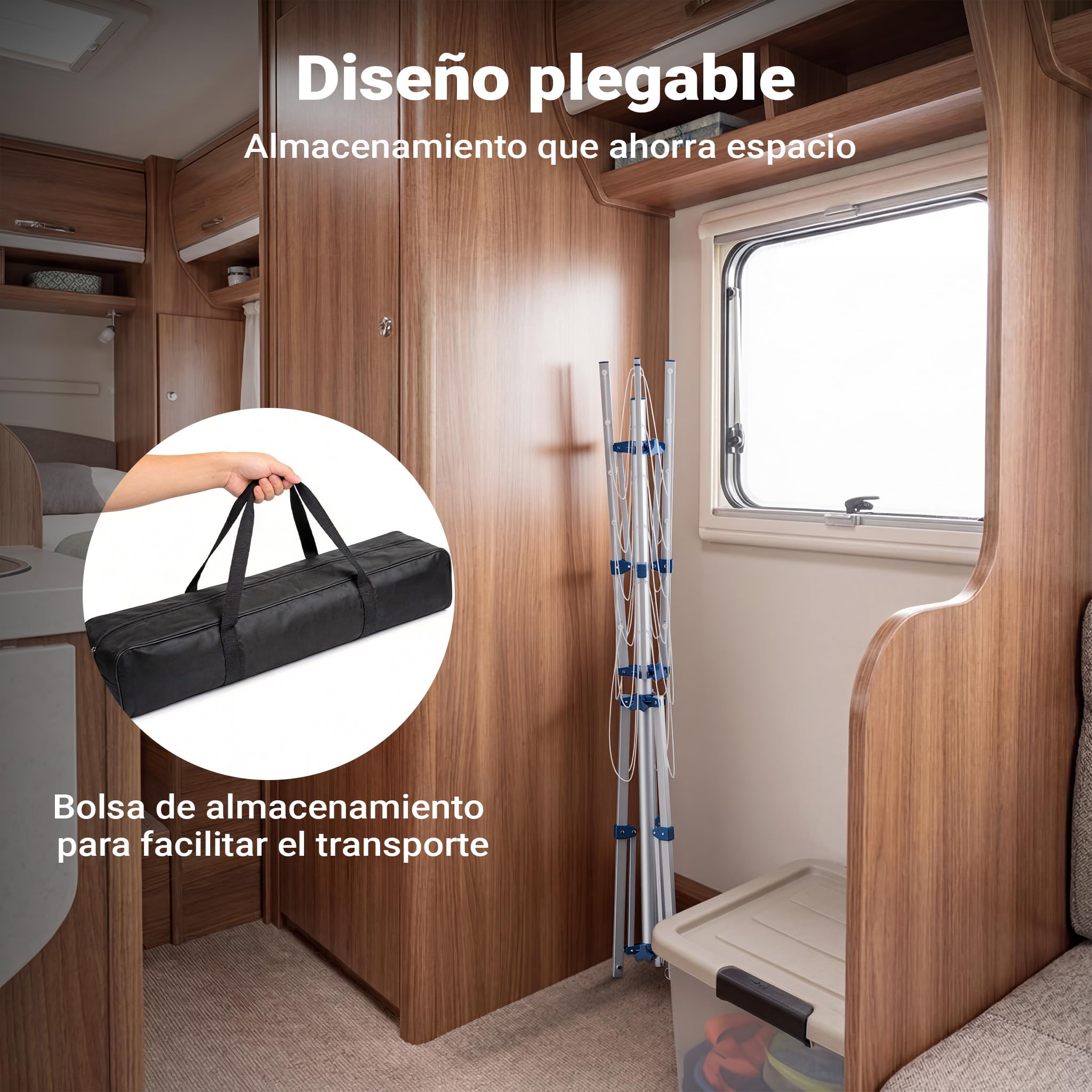 WilTec Tendedero Plegable portátil 16m tendedero Tipo Paraguas de 4 Brazos tendal de Aluminio Altura 155cm
