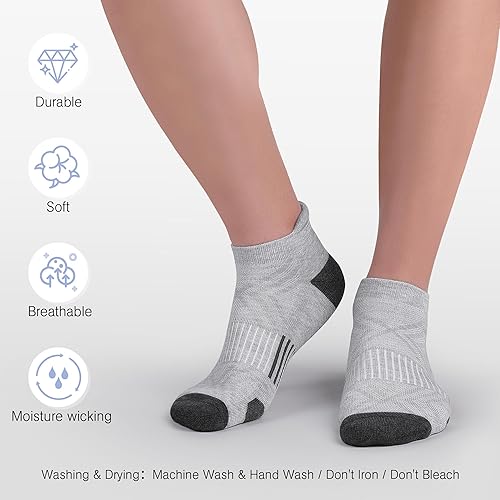 Miniatura 4 de Felicigeely Calcetines deportivos de tobillo para correr, calcetines deportivos de corte bajo, transpirables, acolchados, con lengüetas para hombres
