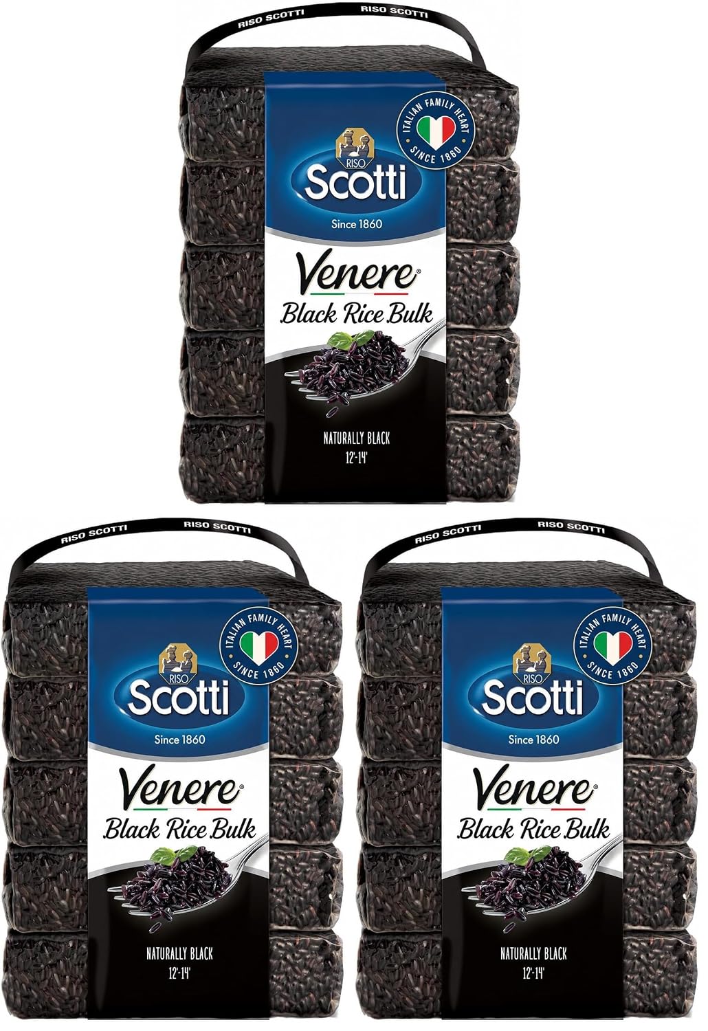 Riso Scotti - Black Rice, Venere, Whole Grain Rice, 11 lbs (15 Pack x 1 Kg)