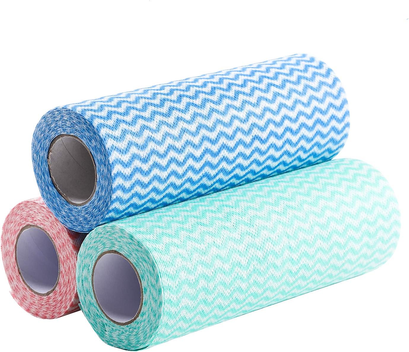 Reusable Cleaning Cloths, Reusable Washable Dishcloths w/Biodegradable for Kitchen,Office|150 Sheets,3 Rolls| Random Color