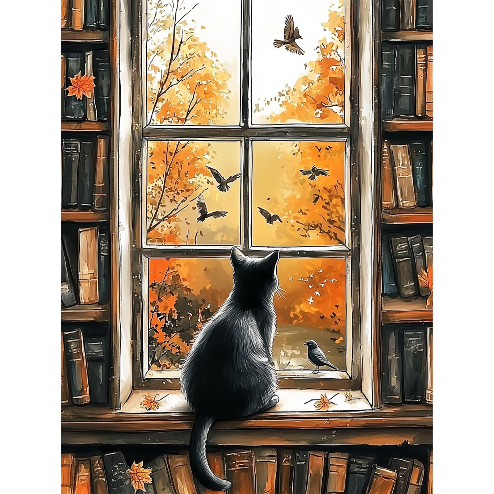 QENSPE Paint by Numbers for Adults - 12x16 Inch Cat Paint by Numbers Canvas Kits for Students Beginner Without Frame, Study Acrylic Oil Painting DIY Craft for Gift Home Wall Decor — image 1