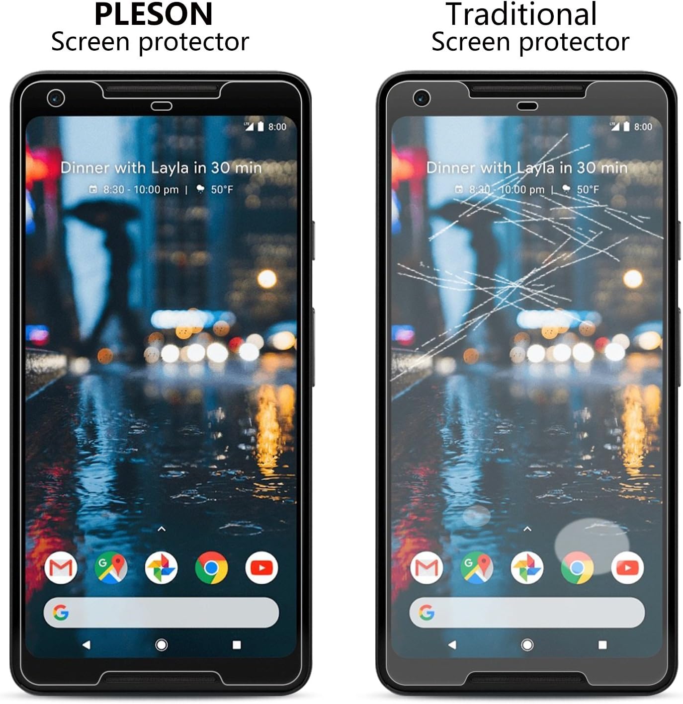 Google Pixel 2 XL Screen Protector, [2-Pack] PLESON [Case Friendly] Pixel 2 XL Screen Protector [Full Coverage][No Lifted Edges] Wet Applied HD Clear Film Screen Protector for Pixel 2 XL 2017