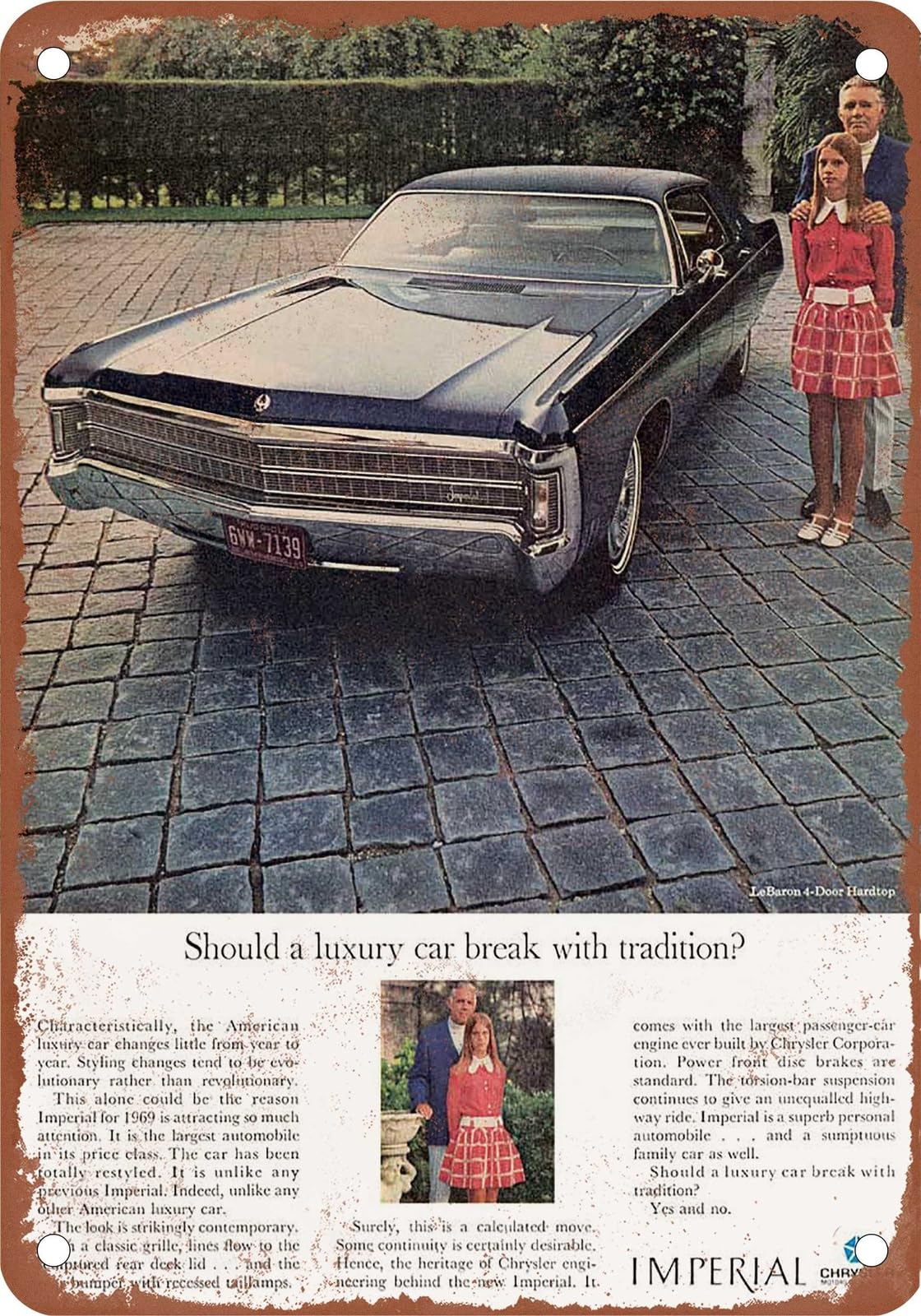 Miaomansenstore Metal Sign - 1969 Imperial Vintage Ad 02 - Old Retro Rusty Look Home Decor