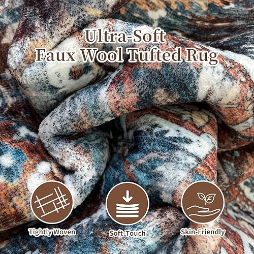 Miniatura 8 de KOZYFLY - Alfombra de 2 x 8 pies, lavable, antideslizante, bohemia y de lana sintética, para pasillo, cocina, colocar junto a la cama, entrada,