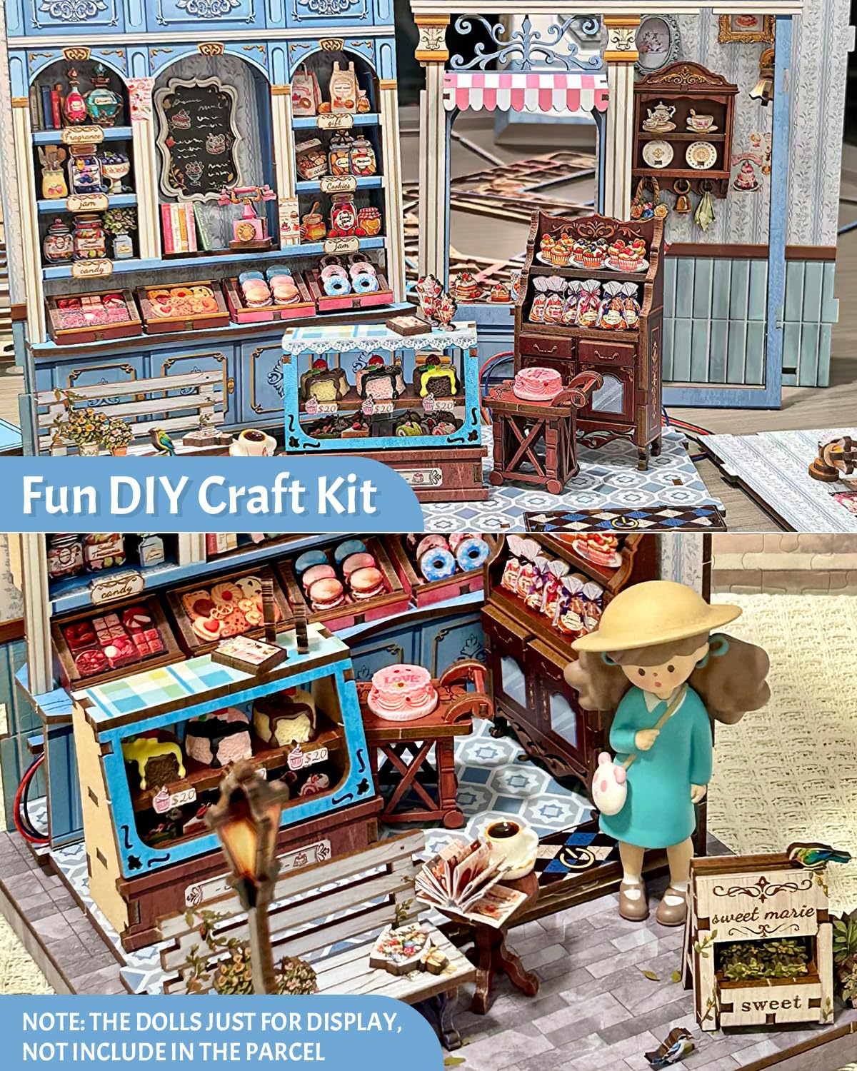 CUTEBEE CUTEBEE Book Nook Kit - DIY Miniature House Kit for Adults, Teens, Booknook Dollhouse Tiny House Library Model Build Bookshelf Insert, Gifts for Family, Friends (Sweet Marie) in use