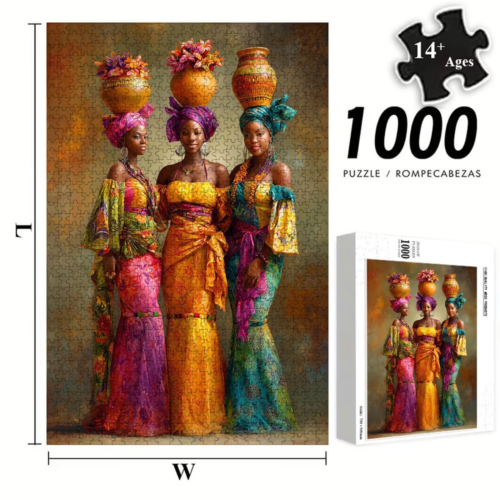 Puzzle 1500 Piezas Adultos Mujer & África, Rompecabezas con Letras Traseras y Póster, Pasatiempo Antiestrés, Decoración de Pared, Regalo Decorar Mujer Hombre 87 x 57 cm (14 Años +) P3#986