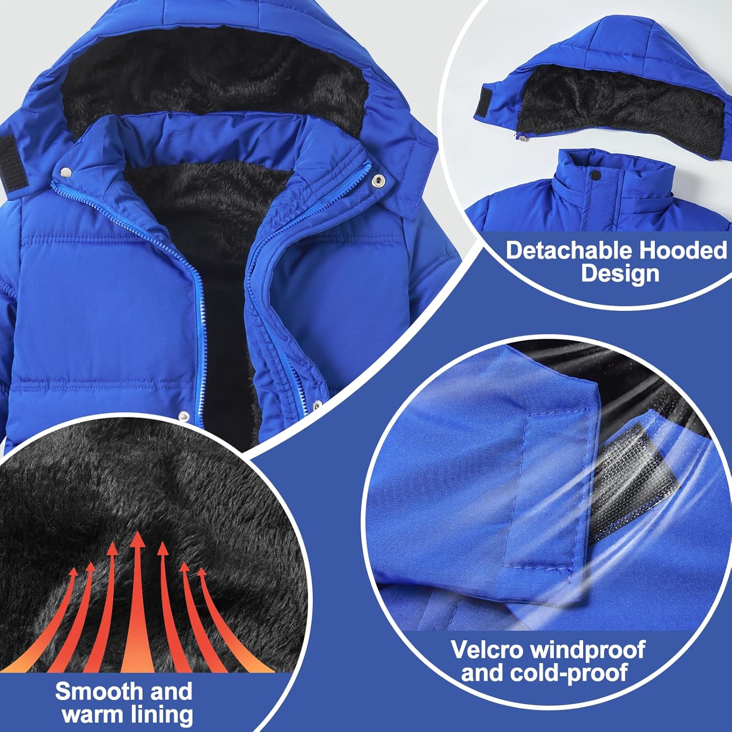 UVIPC 6-12 Years Boys Winter Coat Kids Warm Jacket Wind Water-Resistant Puffy Coats Outwear Toddler Hood Fleece Inner - Image 3