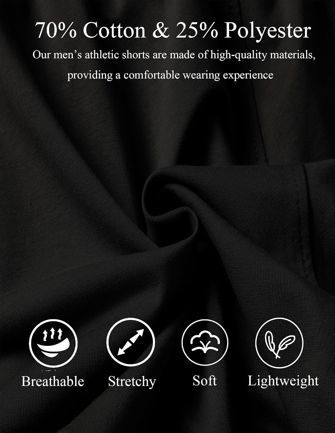 JustSun Men's Athletic Running Shorts Zipper Pockets Gym Workout Shorts Men's Cotton Sweat Shorts Golf Tennis Hiking