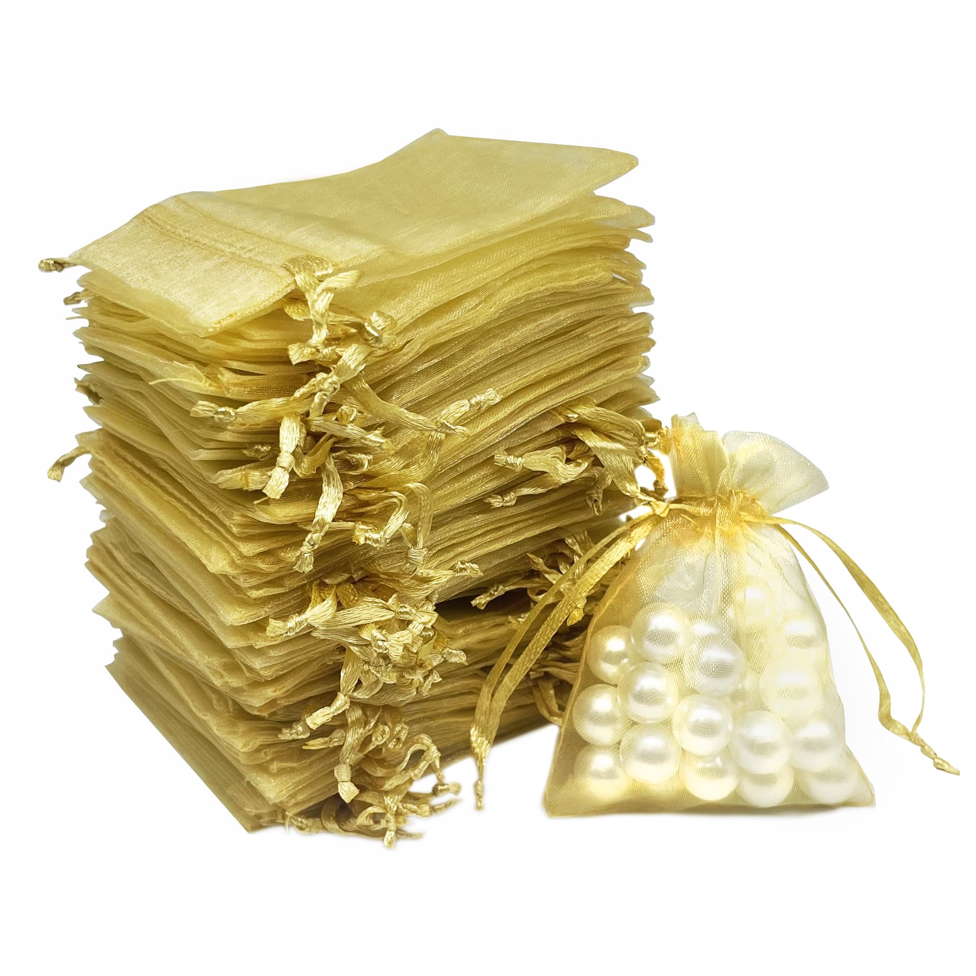 Organza Bags 2.8"x3.6", 100Pcs Small Mesh Drawstring Gift Bags
