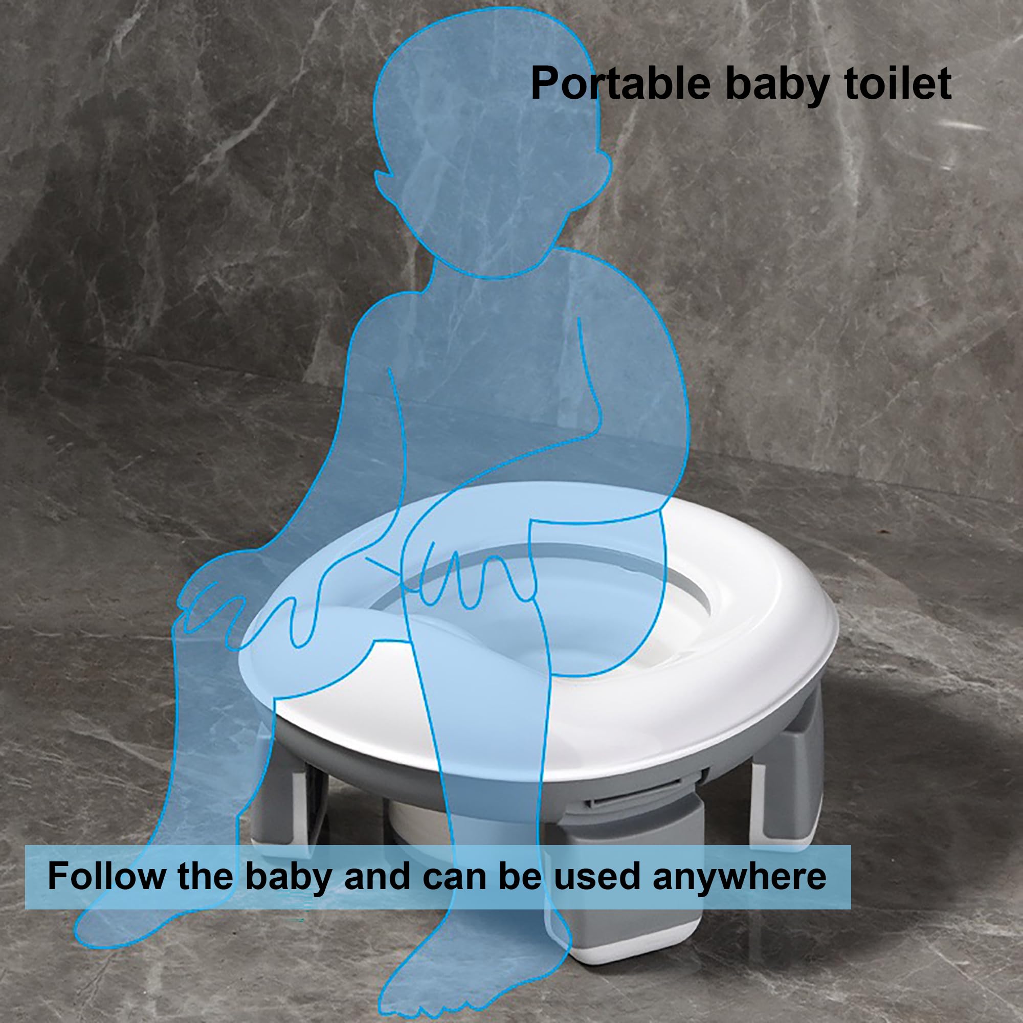 Inodoro para niños, plegable, para viajes al aire libre, cubo para orinar al bebé (gris)