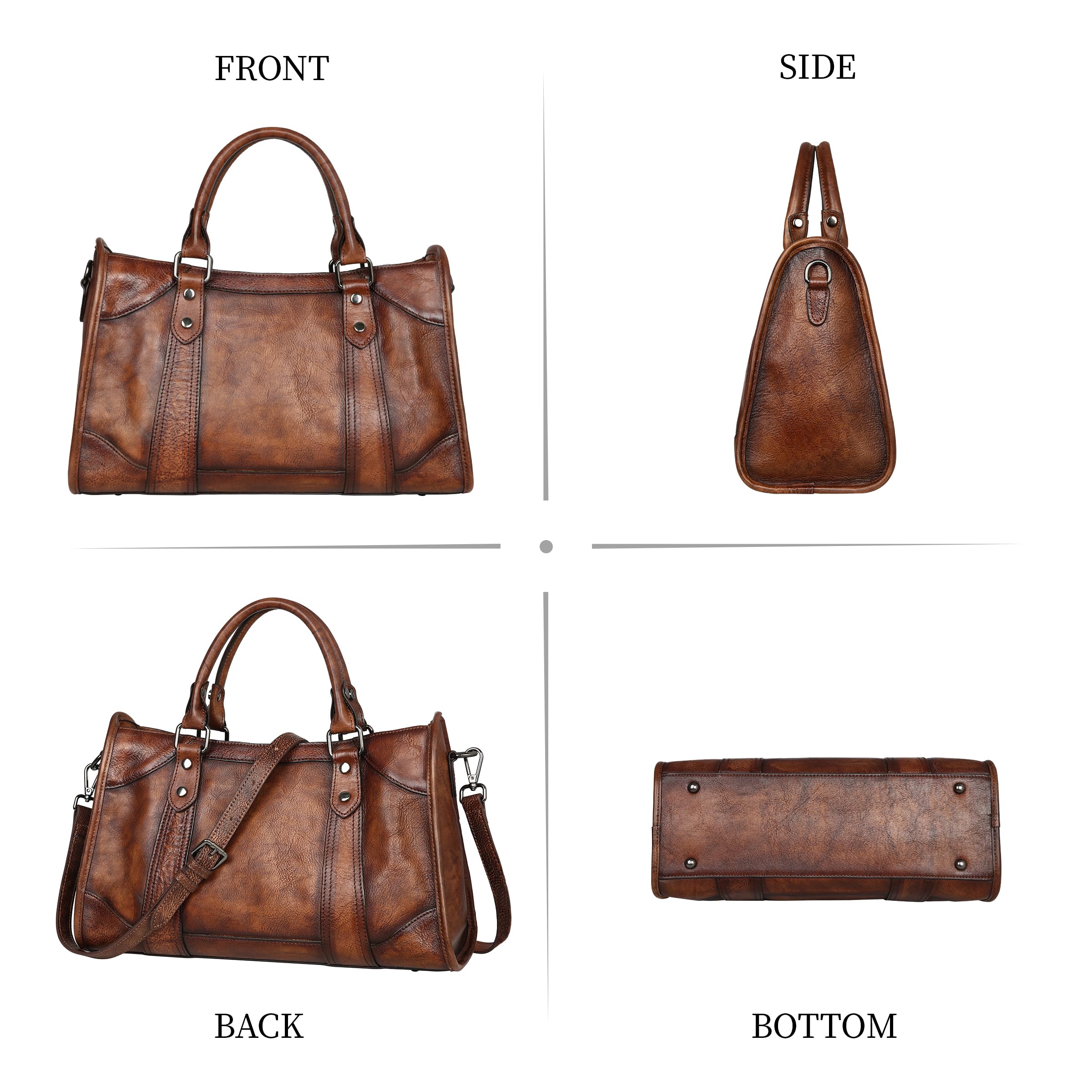 Iswee Genuine Leather Satchel Tote Bag Top Handle Handbag Satchel Purses Top Handle Handbag Designer