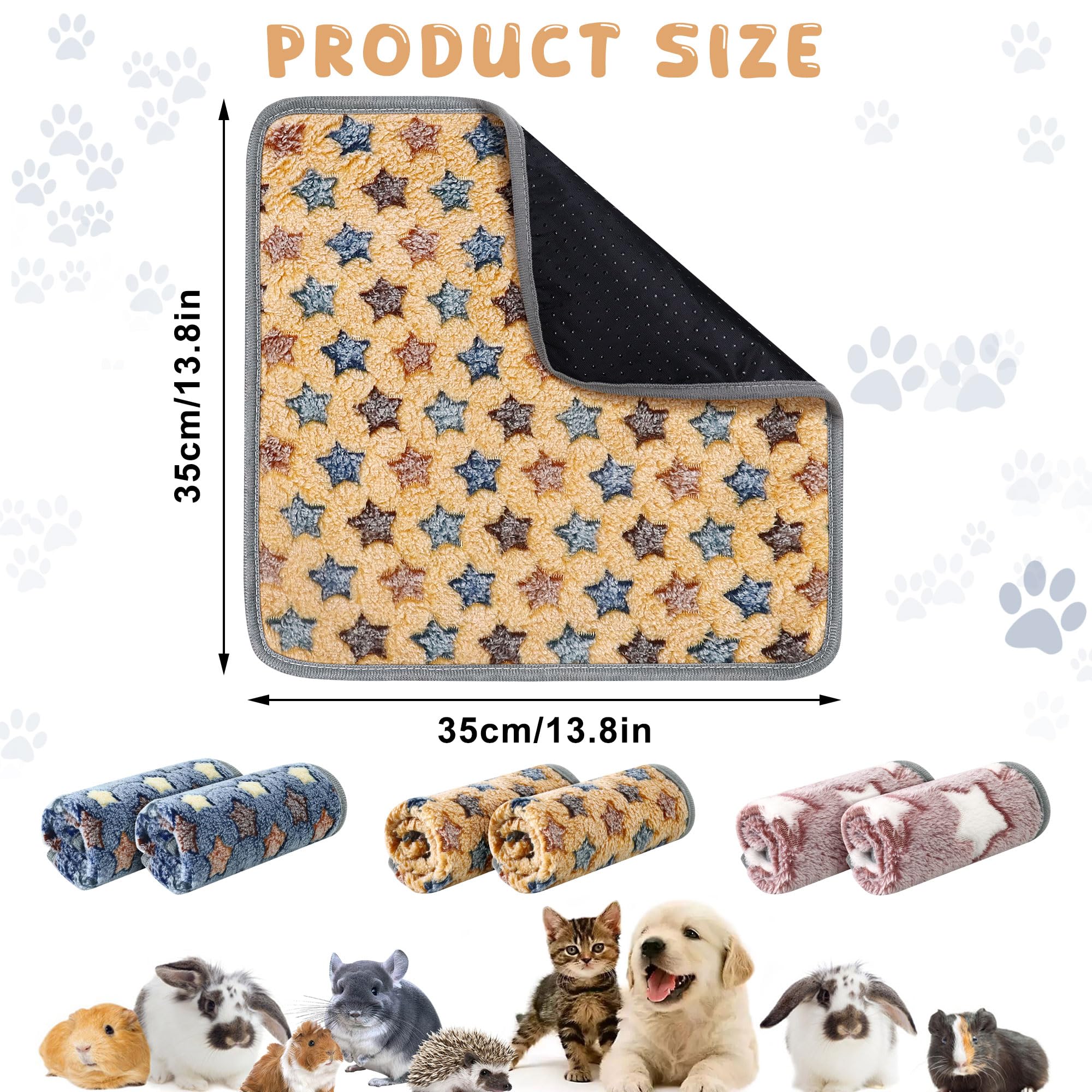 Baanfly 6 Pcs Guinea Pig Blankets, 12 x 12In Warm Guinea Pig Bedding - Image 2