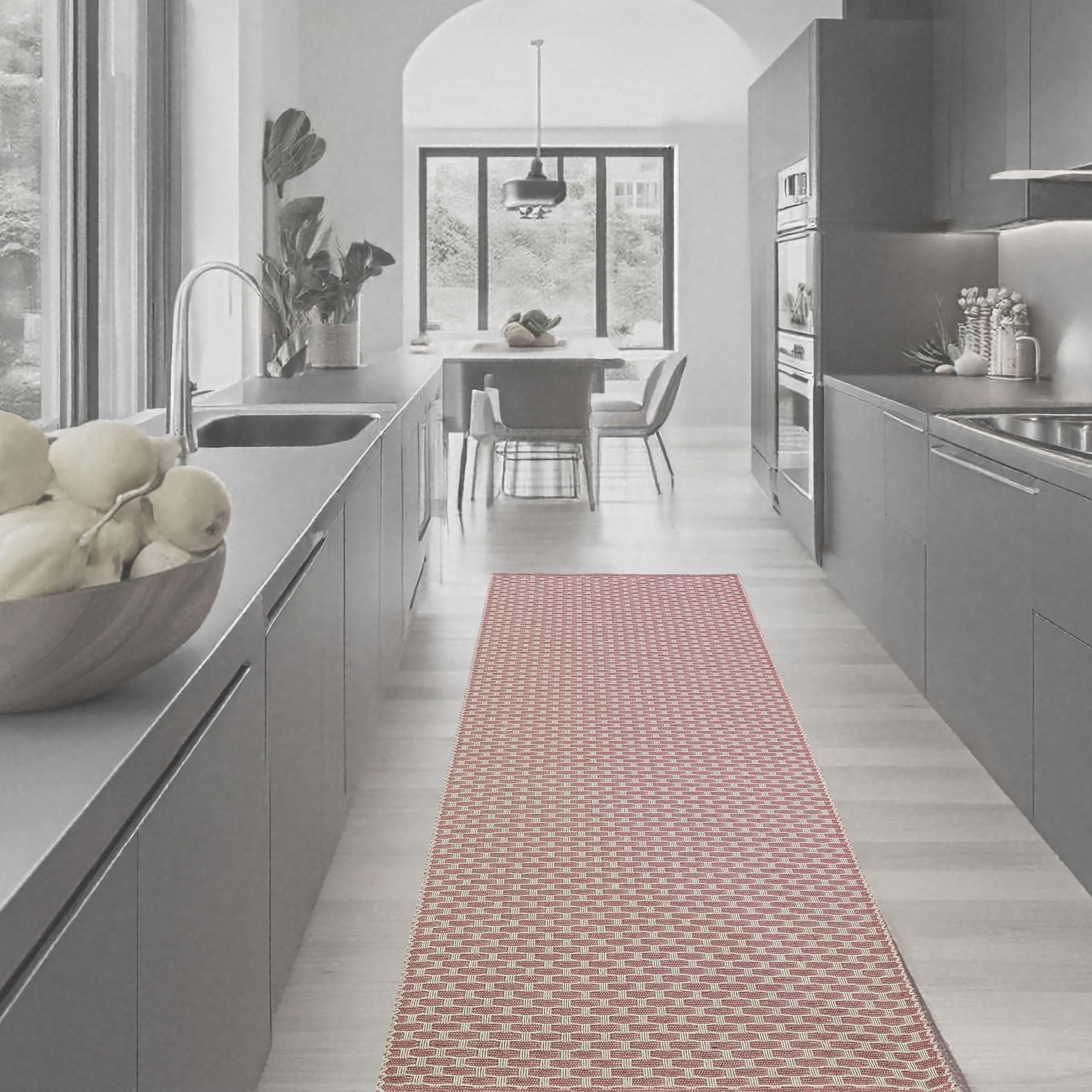 Home My Own | Passatoia Cucina Antiscivolo Lavabile a Pelo Corto Tappeto Passatoia Assorbente da Bagno o Soggiorno 100% Cotone Riciclato Tappeto Moderno Lavabile in Lavatrice, Dimensione: 80X150 cm
