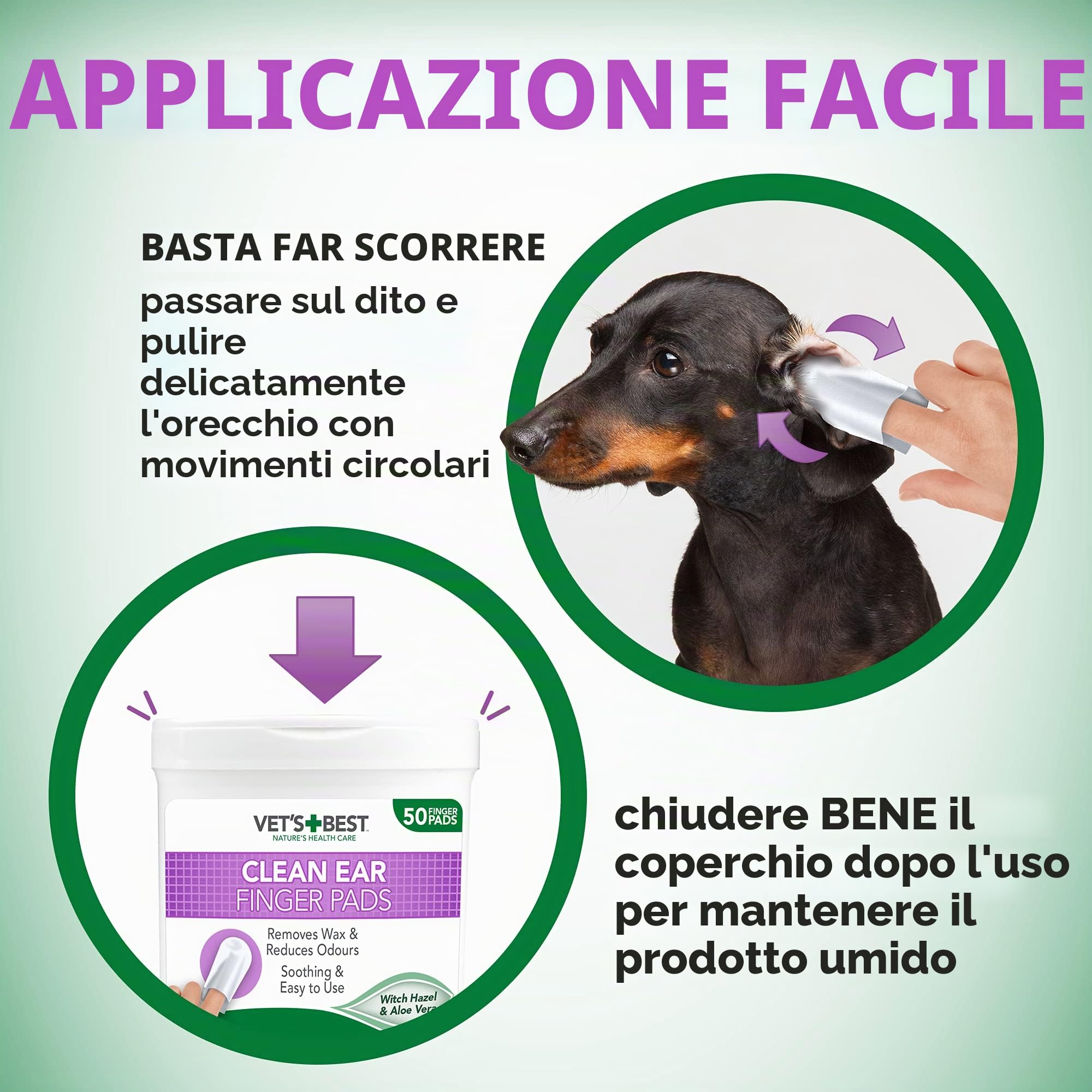 Vet's Best Salviettine Pulizia Orecchie per Cani - 50 Pezzi