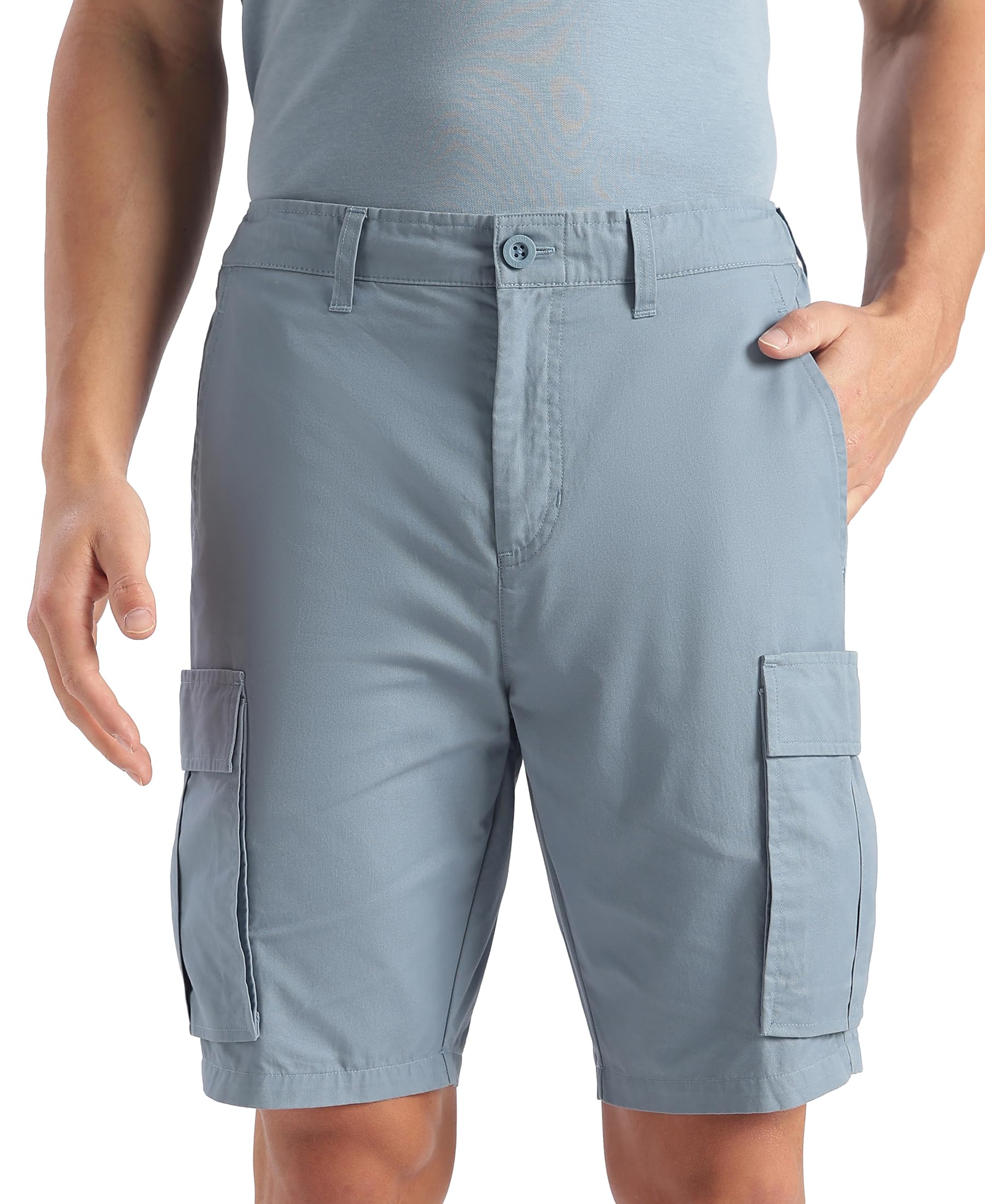 Groove MZ08 Men Super Combed Cotton Woven Straight Fit Cargo Shorts with Seven Pockets-image-28