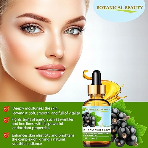 Miniatura 3 de Botanical Beauty Aceite seco facial que desafía la edad de la grosella negra, 100% natural. Aceite de grosella negra, onagra, semilla de uva,
