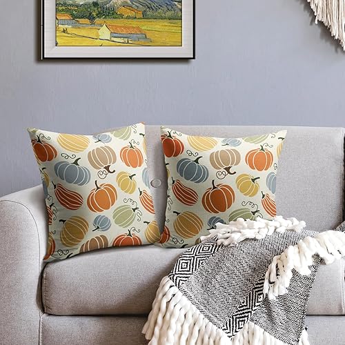 Miniatura 64 de Juego de 2 fundas de almohada de otoño de 18 x 18 pulgadas, diseño de calabaza, girasol, girasol, Acción de Gracias, decoración para exteriores