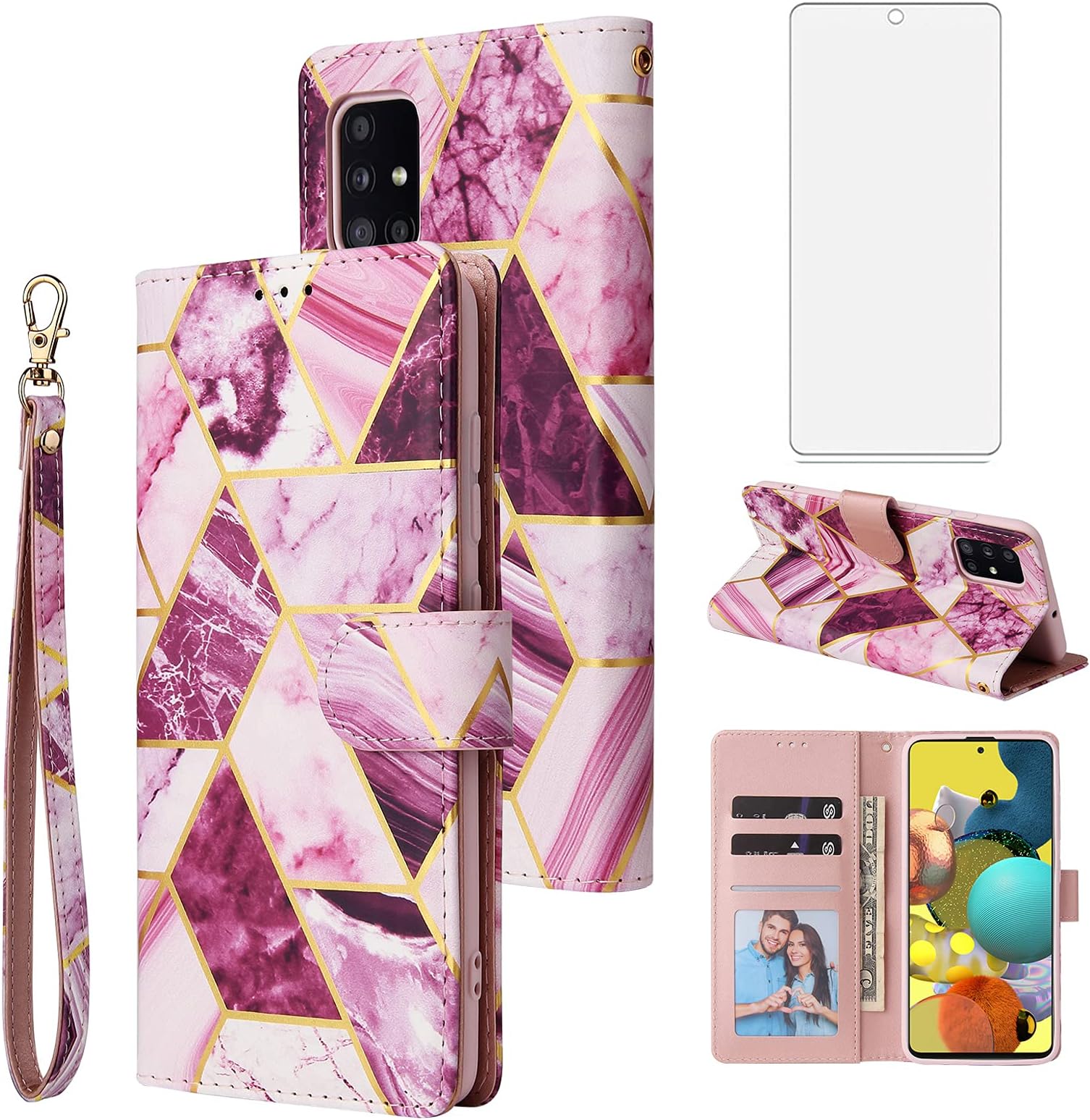 Asuwish Compatible With Sony Xperia 5 Wallet Case And Tempered Glass