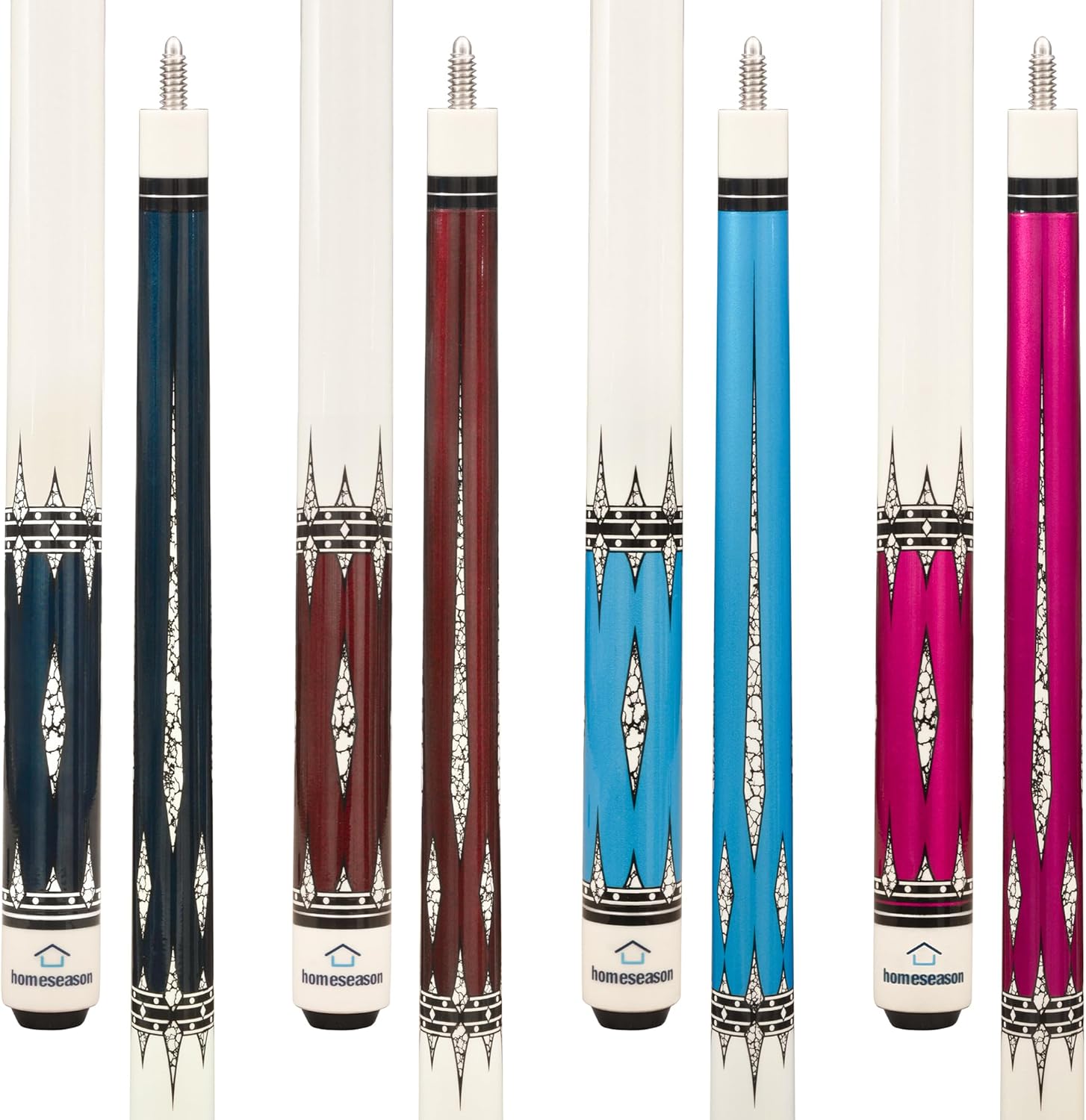 HomeSeason 58 Inch Pool Cue Stick - 13mm Leather Tip, 20oz 2-Piece Cue for Beginners, Home Billiards in 4 Colors