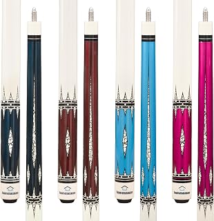 Pool Cues 58 inch Pool Cue Stick with 13mm Fiber Leather tip 20oz 4-Colors for Beginner, Commercial and Home Entertainment