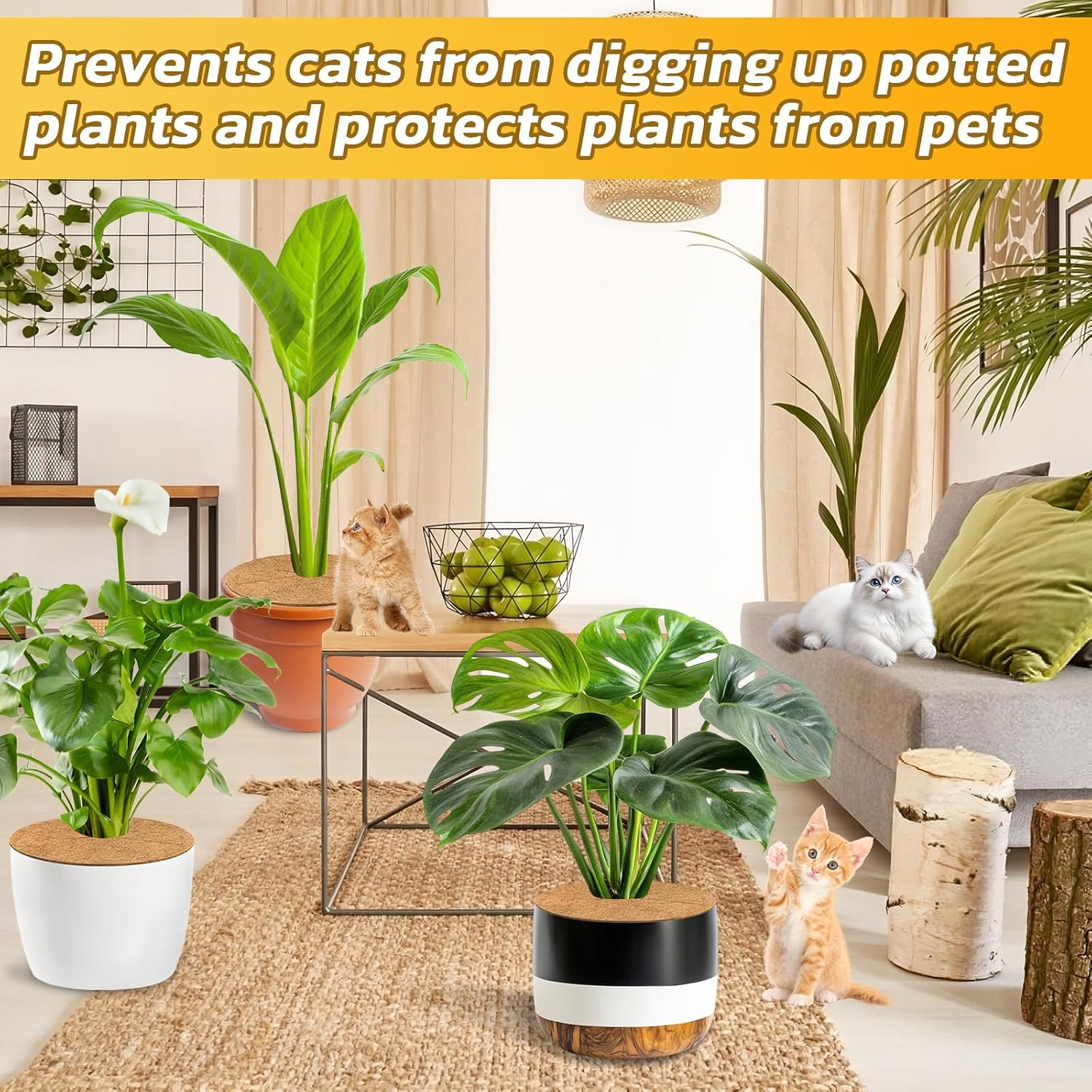 Legigo 6pcs Coconut Fiber Mulch Ring Tree Plant Protector Mat, 24 Inch Natural Coco Coir Tree Mulch Ring Plant Pot Soil Cover, Tree Rings Disc Plant Cover for Indoor Outdoor Plants,Landscaping