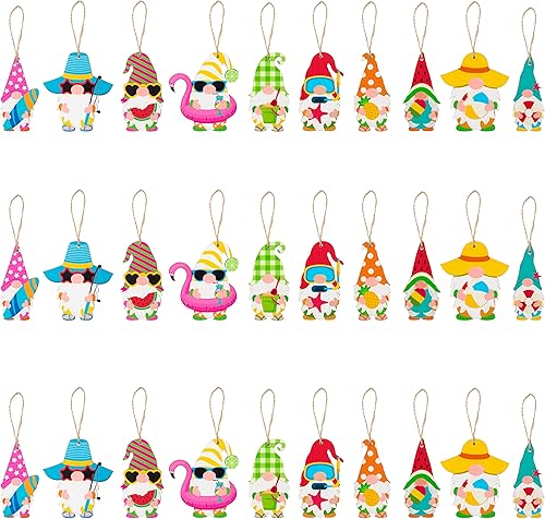 Miniatura 7 de WATINC Juego de 31 adornos colgantes de madera de girasol para primavera y verano, decoración colgante de madera de girasoles, decoración rústica de