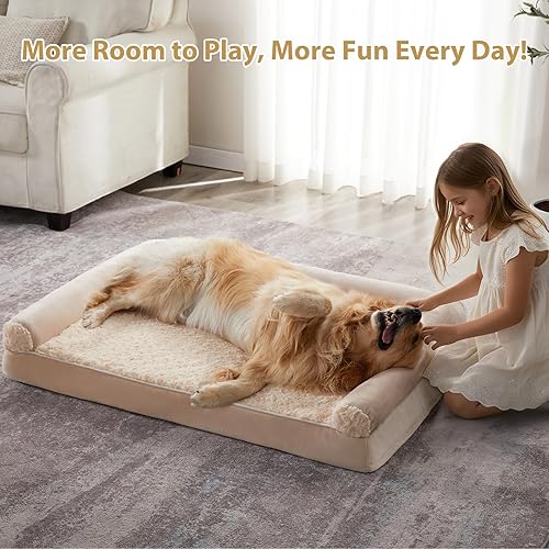 Miniatura 4 de BFPETHOME Camas ortopédicas para perros grandes, cama ortopédica para perros medianos y grandes, sofá impermeable grande con funda extraíble lavable