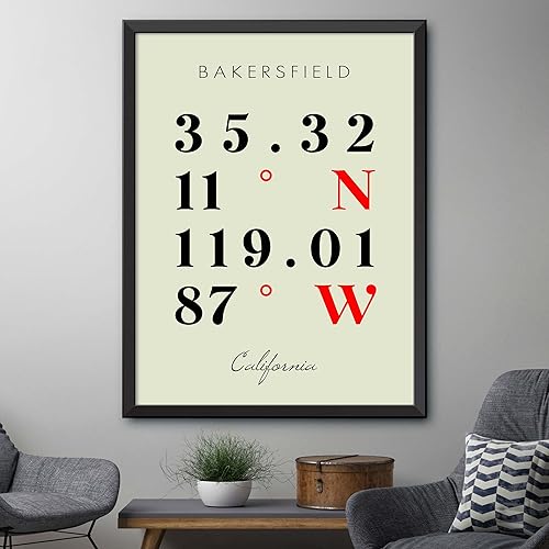 Miniatura 4 de Mapa de Bakersfield, California, Coordenadas Multilíneas de Colores (18x24)