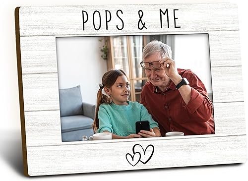Pops Gifts - Marco de fotos de 4 x 6 pulgadas, marco de madera PopsGrandpa, regalos de cumpleaños para PopsGrandpa para PopsGrandpa de nietos,