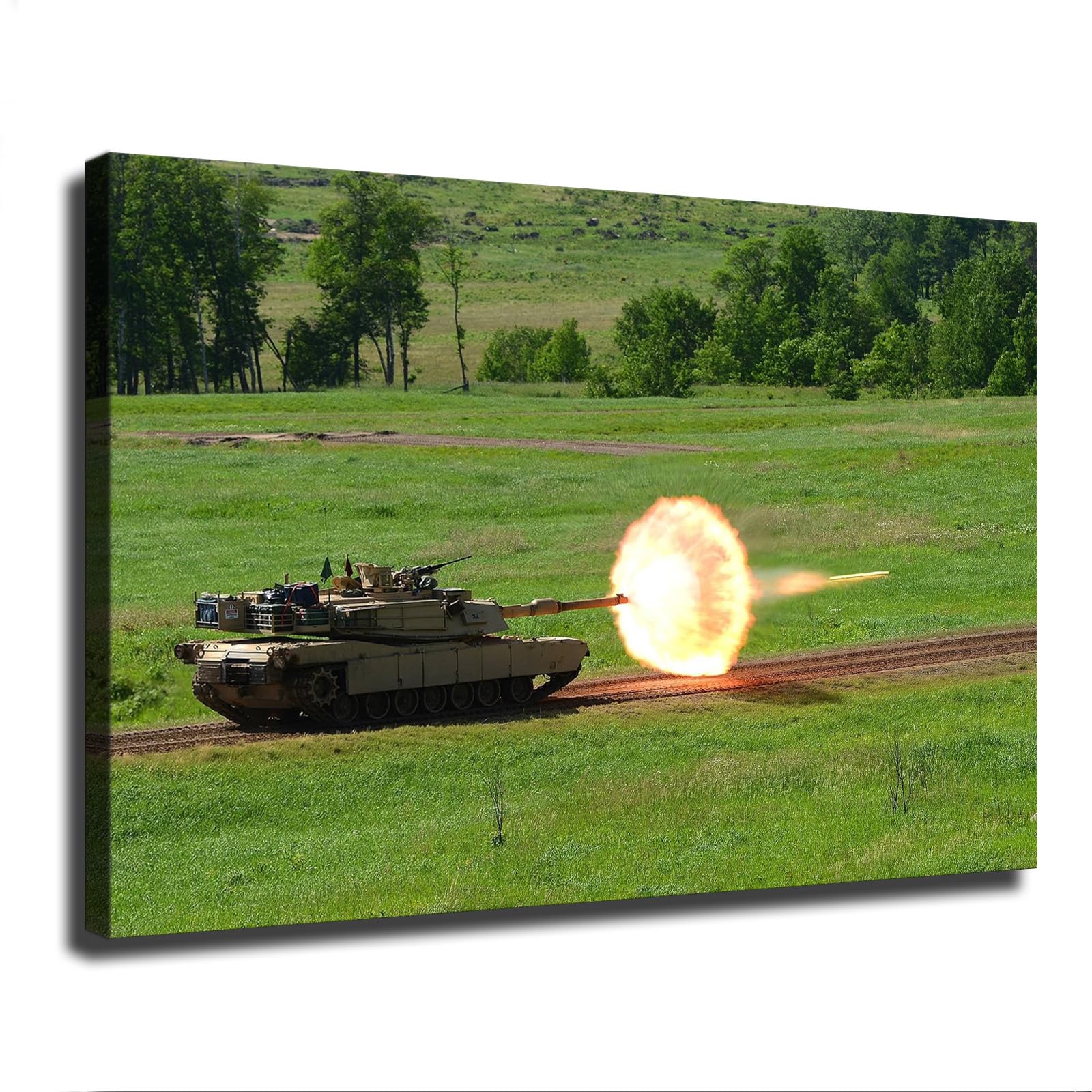 M1 Abrams Main Battle Tank Poster Room Aesthetic Decoration Painting Canvas Wall and Art Painting Print Modern Home Office Decoration Artwork (24×36inch-Framed)