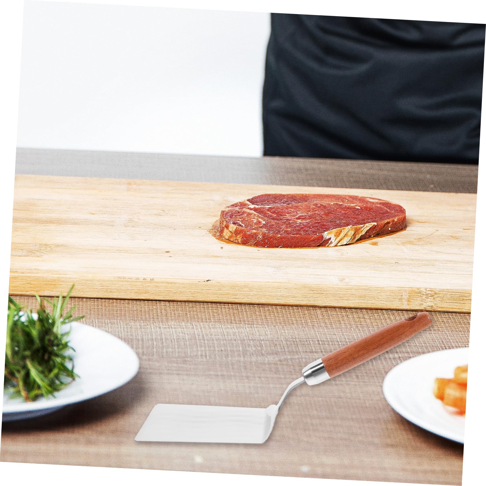 5piezas Espátula De Cocina De Acero Inoxidable Mango Para Asar Utensilio De Barbacoa y Freír Para Cocinas Profesionales y Caseras
