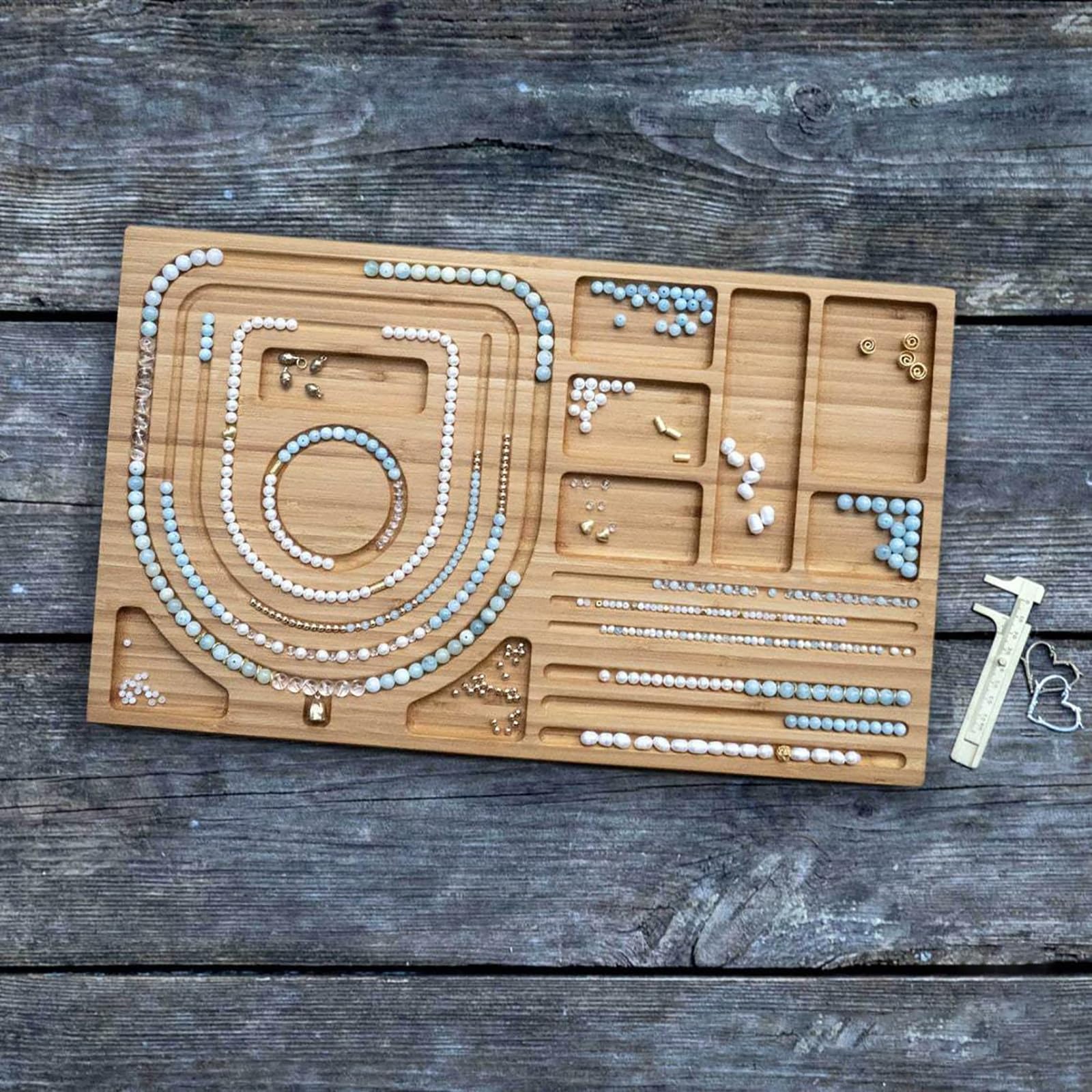Plateau Perles Bois 4 Modèles - Design Bracelets Chakra - DIY Bijoux - Fente 10 Mm