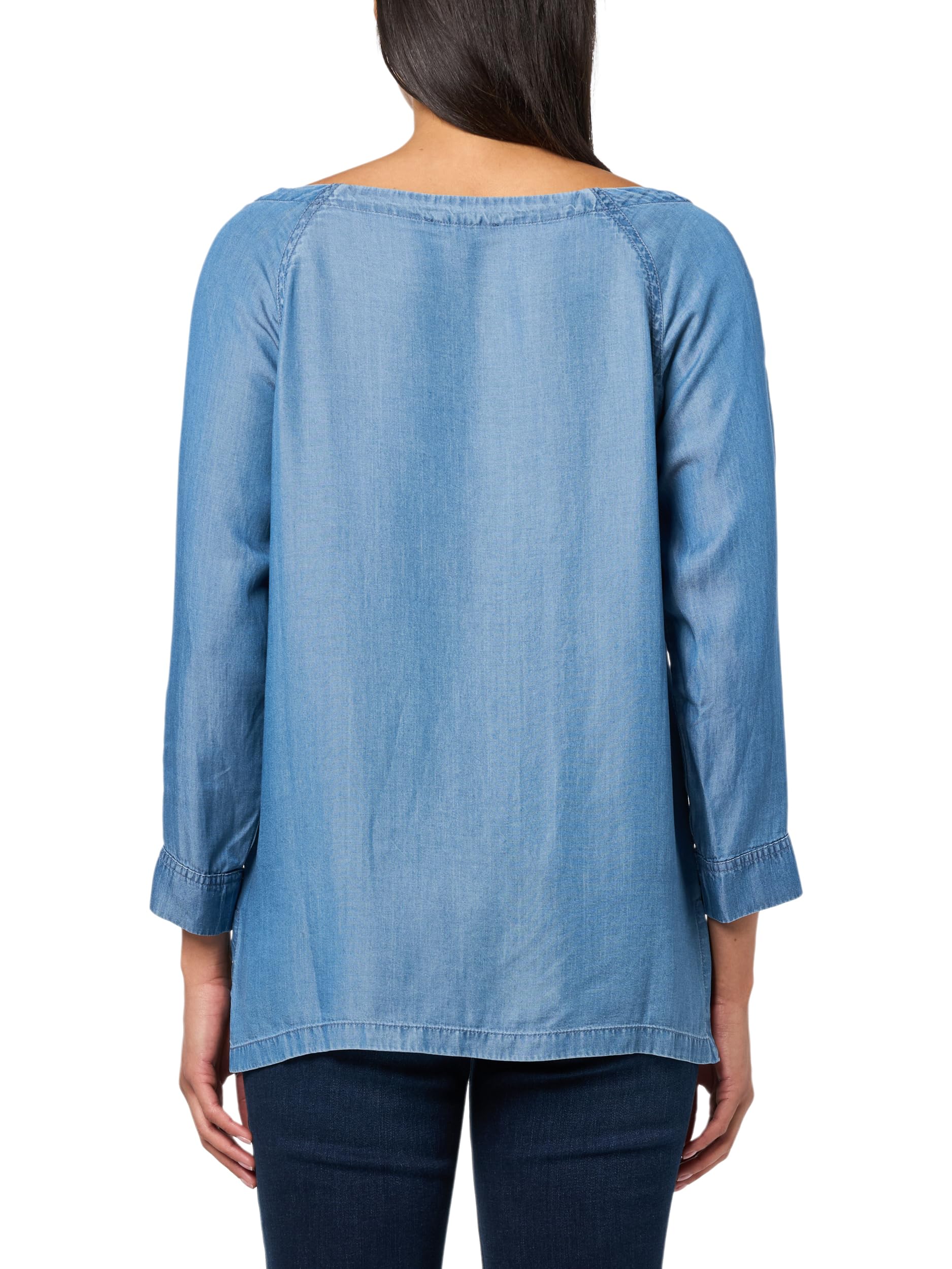 Tommy Hilfiger Long Sleeve Scoop Neck Solid Chambray Shirt Camicia in Chambray Tinta Unita a Maniche Lunghe con Scollo Rotondo Donna (Pacco da 1)