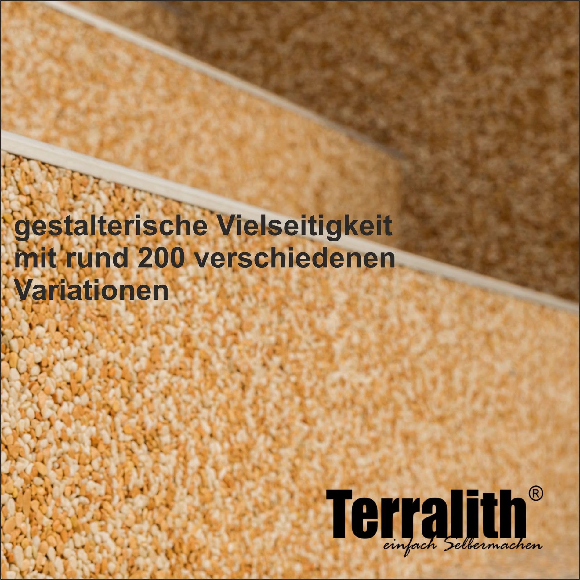 Terralith Steinteppich Marmor Komplett-Set für 1qm - Körnung: fein - 2-4mm mit Reinacrylat Bindemittel - für Wand in natur (colorato due)