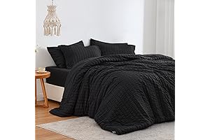 Love's cabin Seersucker Black California King Bed in a Bag