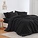 Love's cabin Seersucker Black Twin Comforter Set 5 Pieces, All Season Lightweight Bedding Set, Twin Bed in a Bag Comforter Set with Comforter, Flat Sheet, Fitted Sheet, Pillowcase and Pillow Sham
