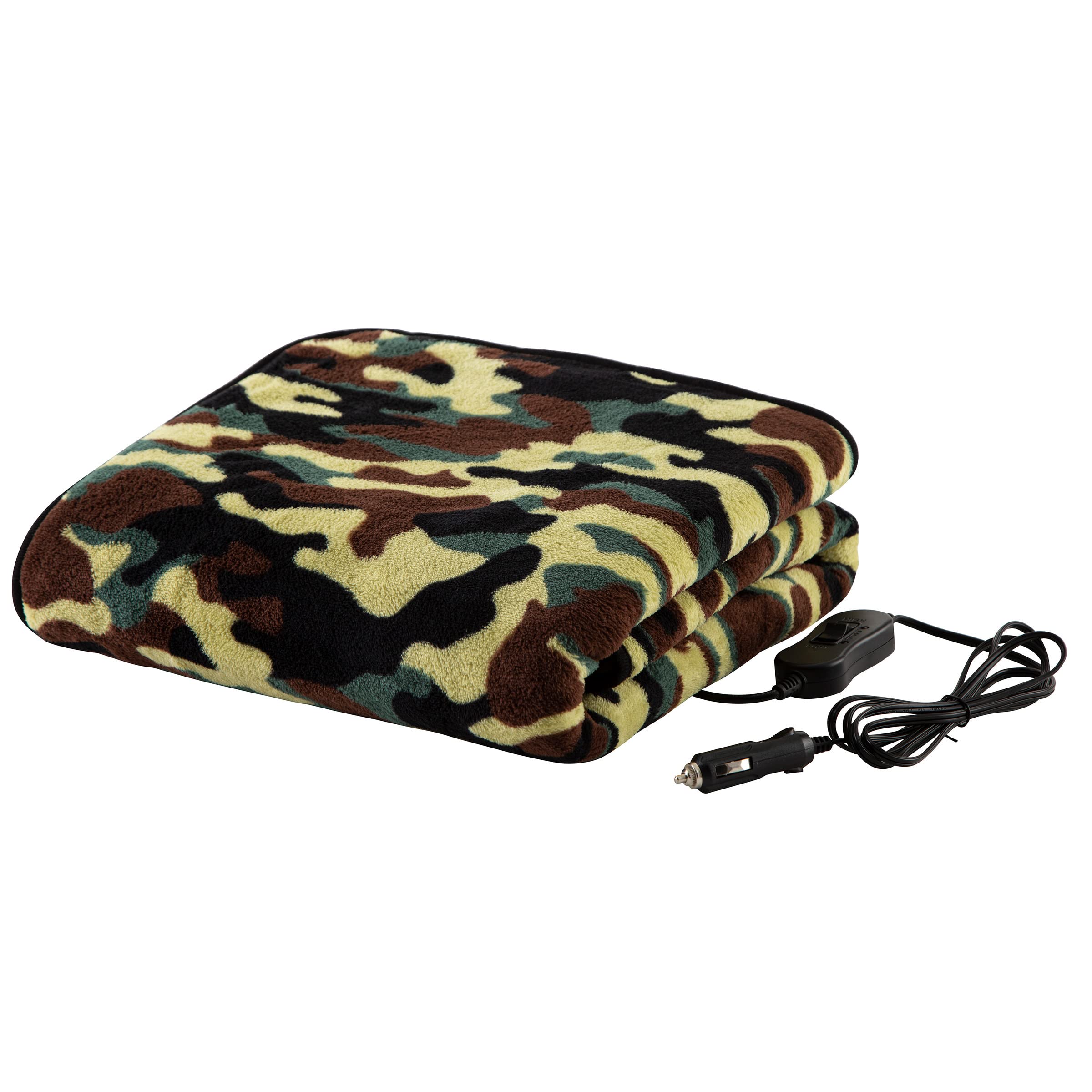 Amazon.com: Stalwart Heated Blanket - Ultra Soft Fleece Throw Powered by  12V Auxiliary Power Outlet for Travel or Camping - Winter Car Accessories  (Green Camo) : Everything Else