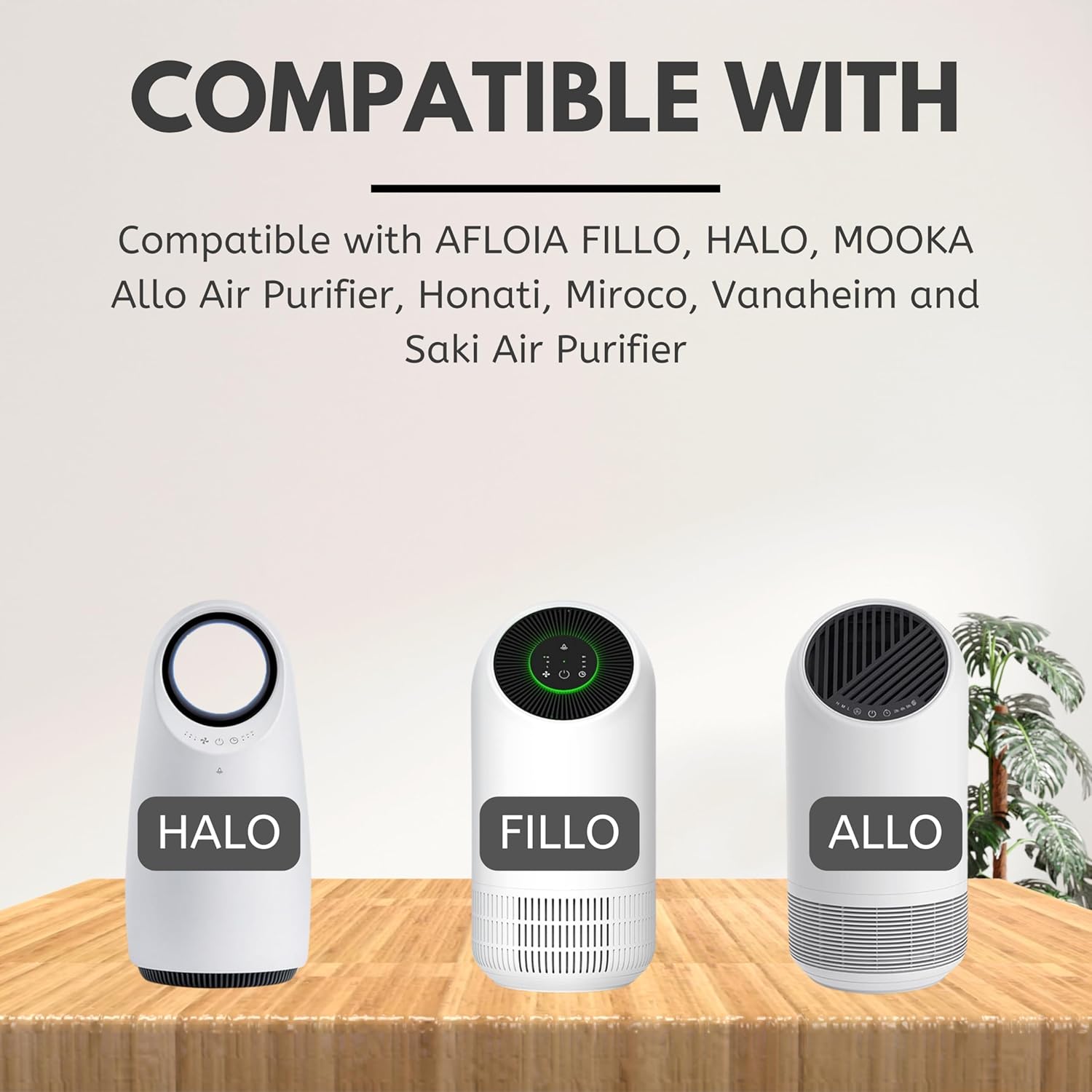 Nispira 3-in-1 True HEPA Filter + Carbon Compatible with AFLOIA FILLO, HALO, MOOKA Allo Air Purifier, Honati, Miroco, Vanaheim and Saki Air Purifier, 3 Packs