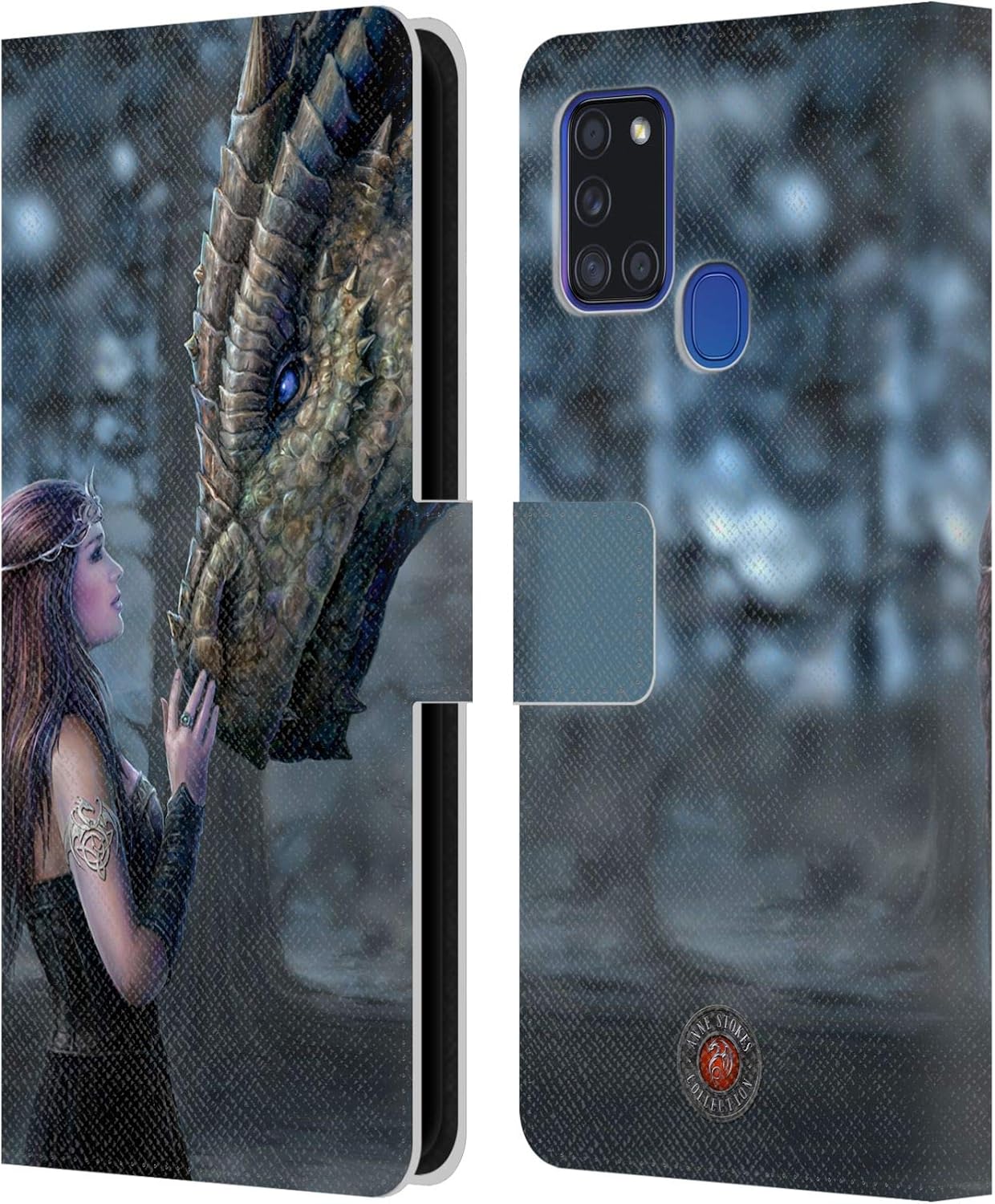 Head Case Designs Officially Licensed Anne Stokes Once Upon A Time Dragon Friendship Leather Wallet Case Compatible with Samsung Galaxy A21s (2020)