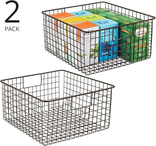 Miniatura 2 de mDesign - Canasta de alambre metálico para organizar y almacenar alimentos