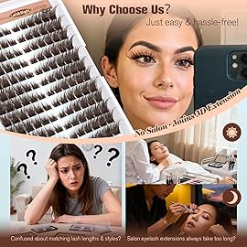 ALPHONSE Lash Clusters Kit Brown Eyelash Clusters Wispy Lash Extension Kit Fox Eye Lashes Clusters 10-18mm Dark Brown Cluster Eyelash Extensions Left Right Individual Lashes Spiky Cat Eye Lash Kit