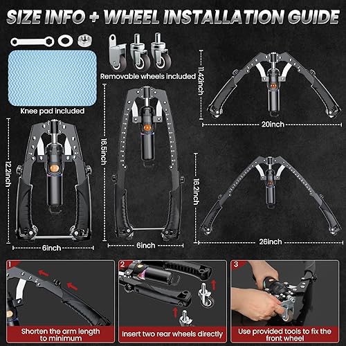 Miniatura 7 de Twister Arm Trainer, equipo de entrenamiento de pecho de potencia hidráulica 3 en 1 con ruedas de rodillo abdominal y ganchos, entrenador de brazo