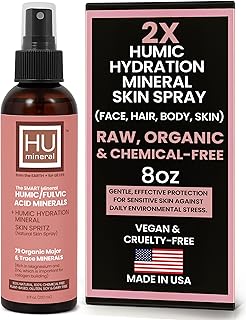 2X Humic Hydration Mineral Spray – Organic Humic Acid, Fulvic Acid Spray with Major & Trace Minerals, Electrolytes & Silica to Boost Collagen - Plant-Based for Skin, Hair & Body Hydration – 8 oz