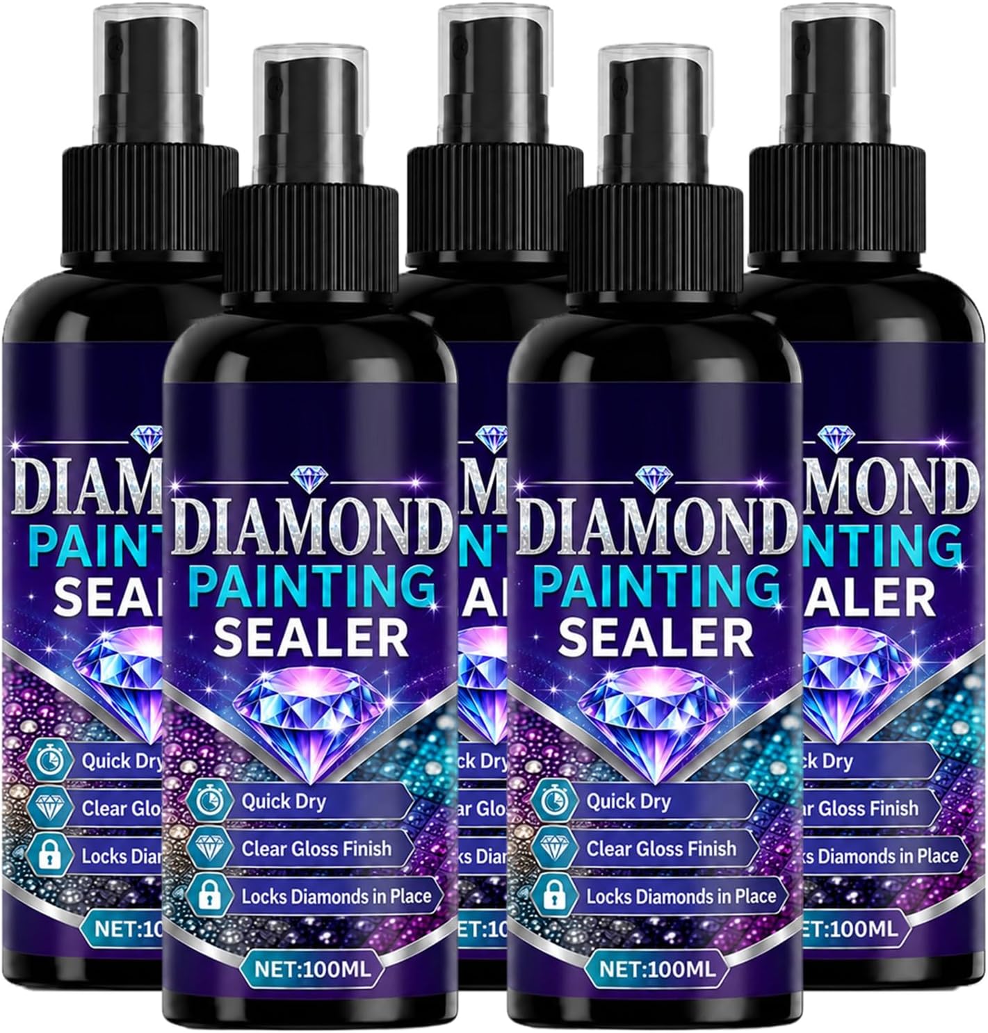 100ml Diamond Painting Sealer Spray, Quick Dry Gloss Clear Coat for DIY Art Craft Projects Protection (5)